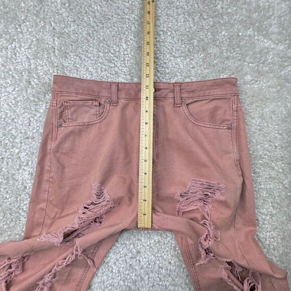 American Eagle Mom Jean Pink Distressed Ripped 10 X-Short - Picture 12 of 13